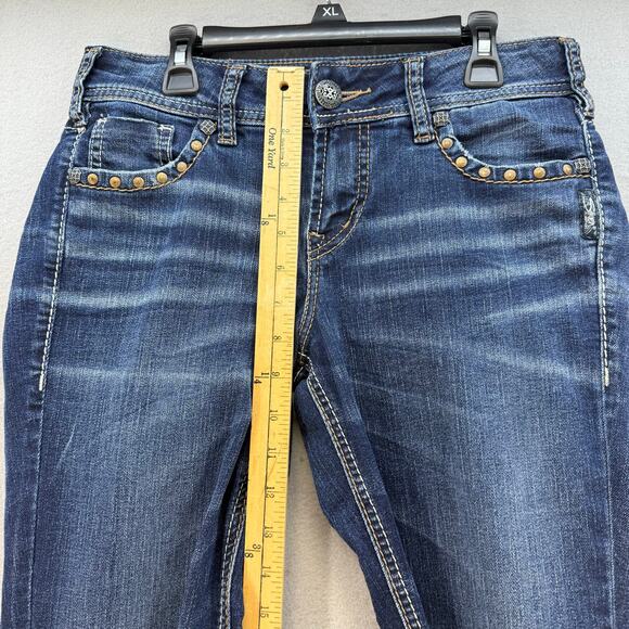 Silver Jeans Women's 27X33 (4) Blue Mid Slim Boot Cut Rivetted Pocket Western - Picture 13 of 15